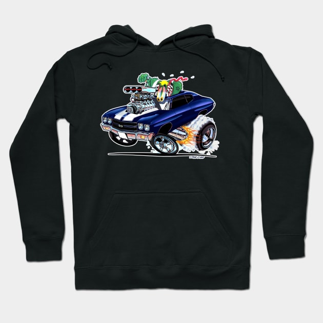 MONSTER MUSCLE 1970 Chevelle Blue Hoodie by vincecrain